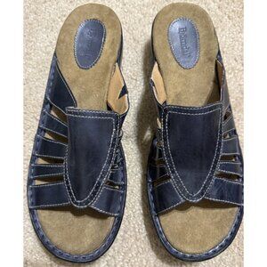 Bjorndal Navy Blue Slip On Leather Sandals Size 11 M